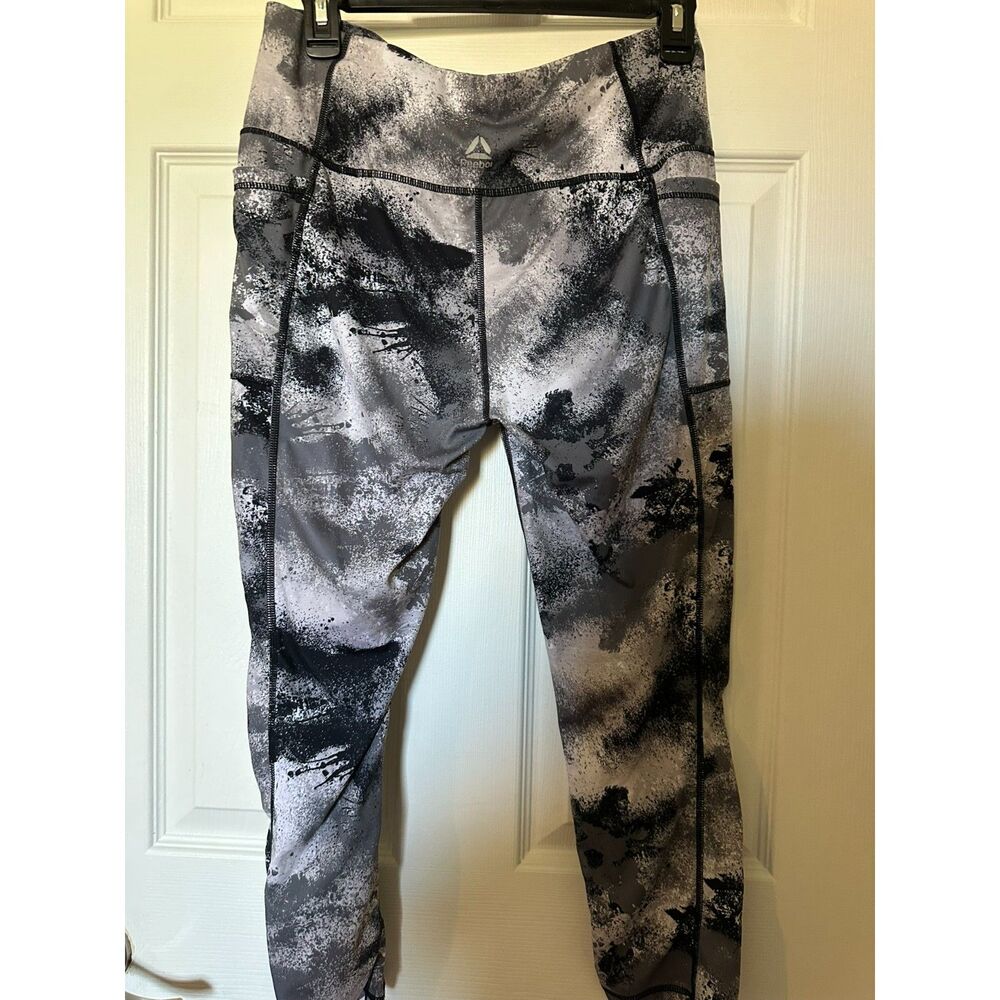 Women Reebok Tie‑Dye Joggers – Black/Gray/White – Athletic Pants Size M - Picture 2 of 7